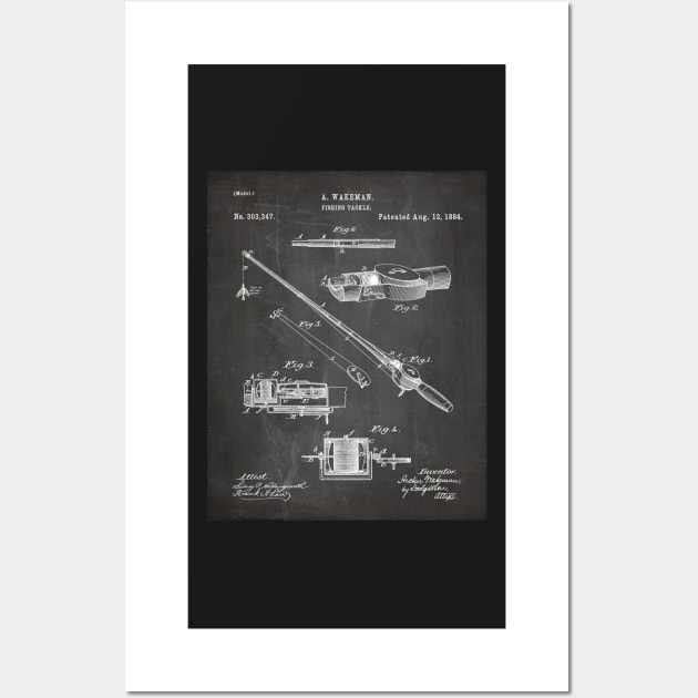 Fishing Rod Patent - Fishing Art - Black Chalkboard Wall Art by patentpress